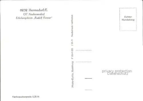 Hermsdorf Erzgebirge Erholungsheim Rudolf Renner Neuhermsdor Kat. Hermsdorf Osterzgebirge