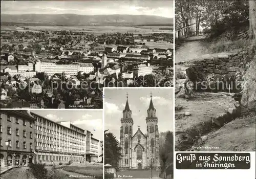 Sonneberg Thueringen Kirche Fliegeraufnahme Kreishaus Kat. Sonneberg