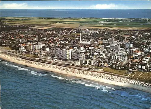 Westerland Sylt Fliegeraufnahme mit Strand Kat. Westerland