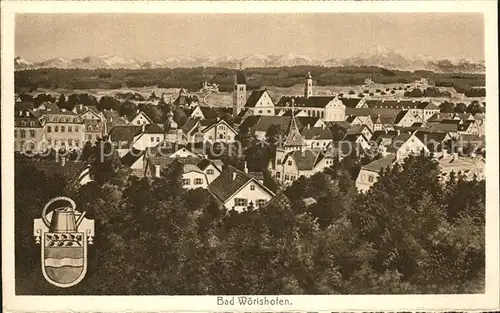 Bad Woerishofen Blick ueber die Stadt Alpenkette Kat. Bad Woerishofen