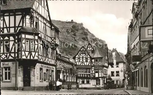 Bacharach Rhein Marktplatz Hotel Restaurant Fachwerkhaeuser Kat. Bacharach