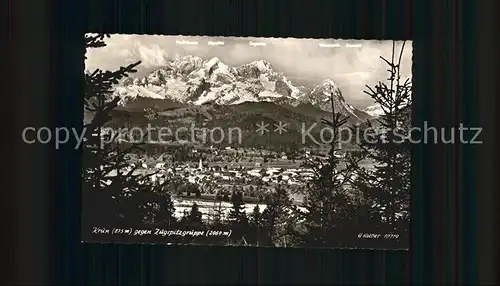 Kruen Blick gegen Zugspitzgruppe Wettersteingebirge Kat. Kruen