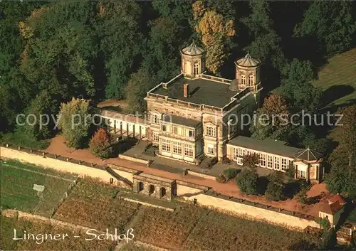 Dresden Lingner Schloss Serie Schloesser am Loschwitzer Elbhang Fliegeraufnahme Kat. Dresden Elbe