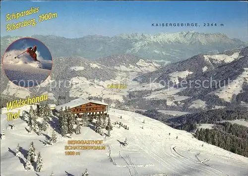 Wildschoenau Tirol Berggasthof Schatzbergalm Wintersportplatz Alpen Kaisergebirge Fliegeraufname