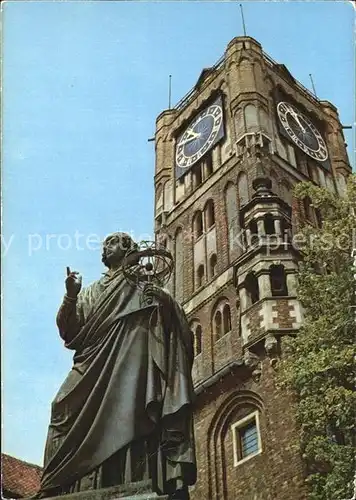 Torun Thorn Pomnik Mikolaja Kopernika i gotycka wieza ratuszowa Denkmal Rathausturm Kat. Torun