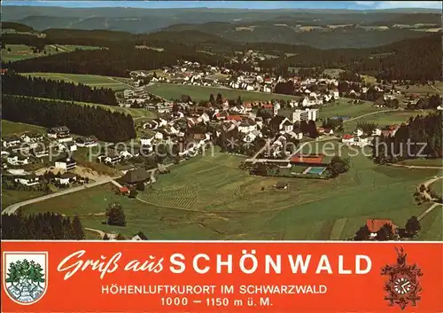 Schoenwald Schwarzwald Heilklimatischer Hoehenluftkurort Wintesportplatz Fliegeraufnahme Kat. Schoenwald im Schwarzwald
