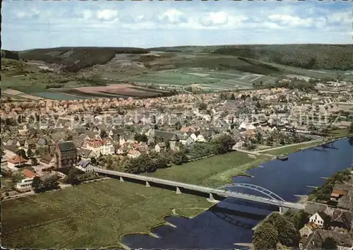 Beverungen Weser Bruecke Fliegeraufnahme Kat. Beverungen