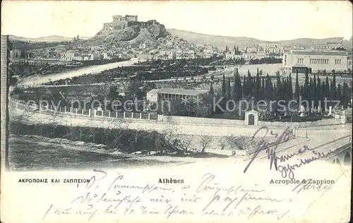 Athenes Athen Acropole and Zappion Kat. Griechenland