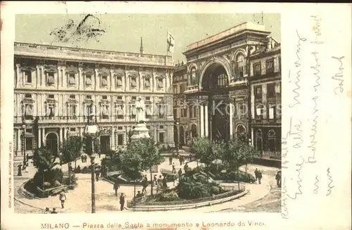 Milano Piazza della Soala a monumento e Leonardo da Vinci Kat. Italien