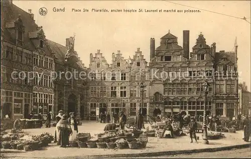 Gand Belgien Place Ste Pharailde ancien hospice St Laurent et marche aux poissons Kat. Gent Flandern