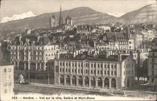 Geneve GE Vue sur la ville Saleve et Mont Blanc Kat. Geneve