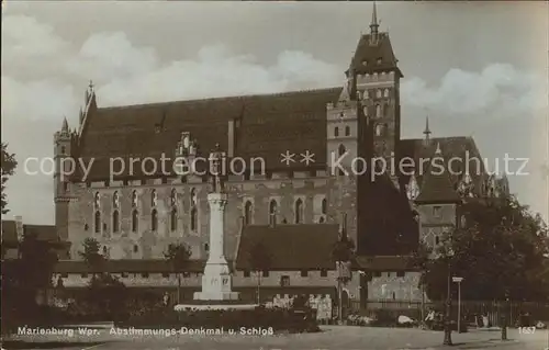 Marienburg Westpreussen Abstimmungs Denkmal und Schloss Kat. Malbork Polen