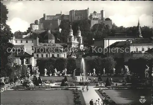 Salzburg Oesterreich Mirabellgarten mit Dom und Festung Hohensalzburg Kat. Salzburg