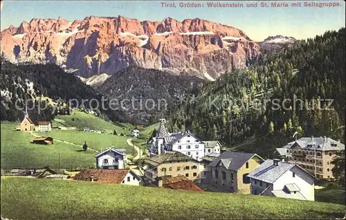 Groeden Tirol Wolkenstein und St Maria mit Sellagruppe Kat. Italien