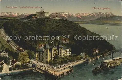 Starnbergersee Drahtseilbahn Leoni Rottmannshoehe Berghotel Dampfer Fliegeraufnahme Kat. Starnberg