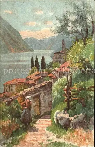 Albogasio Lago di Lugano Kuenstlerkarte Kat. Valsolda
