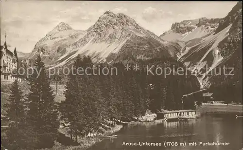 Arosa GR Untersee mit Furkahoerner Urner Alpen Kat. Arosa