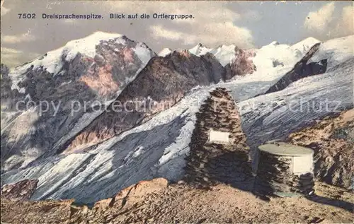 Dreisprachenspitze Gebirgspanorama Kat. Ortlergruppe