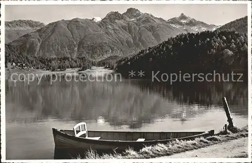 St Moritz GR Blick ueber den St Moritzersee gegen Piz Languard Boot Kat. St Moritz