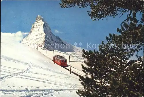 Zermatt VS Gornergratbahn mit Matterhorn Walliser Alpen Bergbahn Kat. Zermatt