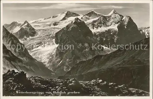 Hohfluh Bruenig BE Panorama Blick zur Wetterhorngruppe Gletscher Kat. Bruenig