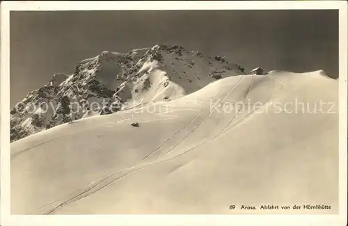 Arosa GR Abfahrt von der Hoernlihuette Wintersportplatz Plessur Alpen Kat. Arosa