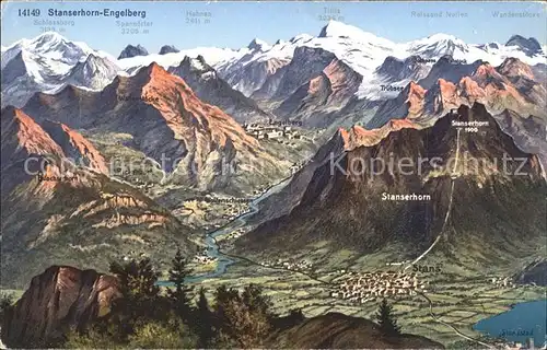 Engelberg OW Panorama mit Stanserhorn Bergbahn Alpenpanorama Kat. Engelberg