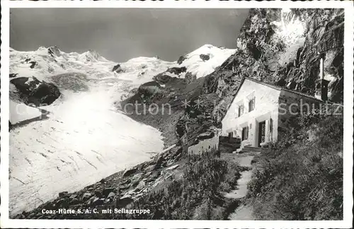 Coazhuette Schutzhaus Sellagruppe Berninagruppe Gletscher Kat. Samedan