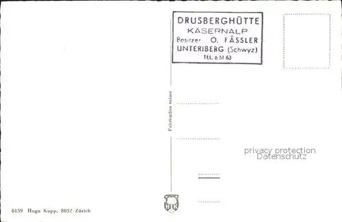 Drusberghuette mit Drusberg und Forstberg Schweizer Flagge Kat. Kaesernalp Unteriberg