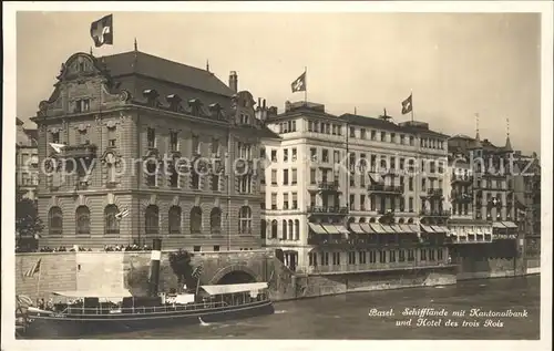 Basel BS Schifflaende mit Kantonalbank Hotel des Trois Rois Kat. Basel