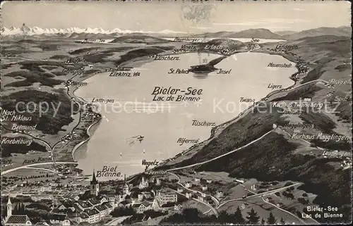 Bielersee und Umgebung aus der Vogelschau Lac de Bienne / Biel /Bz. Biel City
