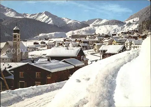 Disentis GR Dorfpartie gegen Oberalp Pass Wintersportplatz Alpenpass Kat. Disentis