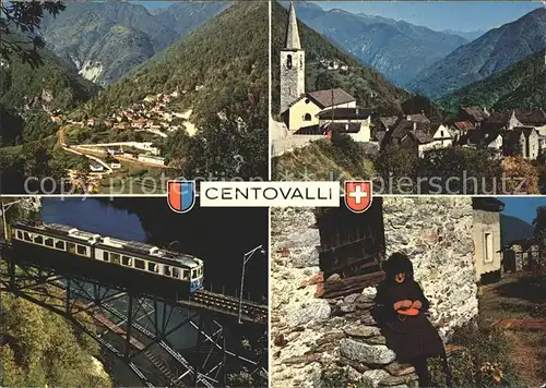 Centovalli mit Camedo Borgnone Moneto Eisenbahn Bruecke Wappen Kat. Palagnedra