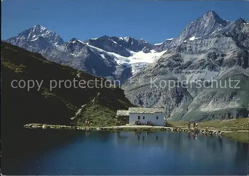 Schwarzsee Zermatt VS Kapelle Maria zum Schnee Dent Blanche Obergabelhorn Walliser Alpen Kat. Zermatt