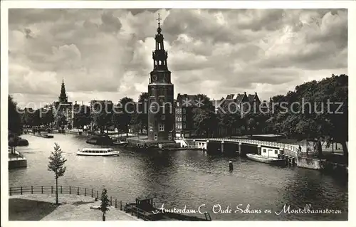 Amsterdam Niederlande Oude Schans en Montelbaanstoren Schiff Kat. Amsterdam