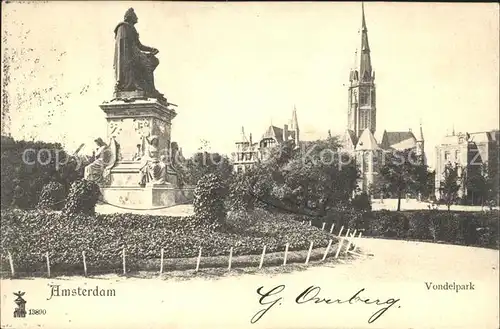 Amsterdam Niederlande Vondelpark Monument Statue Denkmal Kirche Kat. Amsterdam