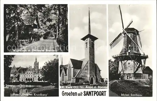 Santpoort Noord Wuestelaan Zwitserse Boerderij Hotel Duin en Kruidberg Kerk Molen Santhaas Kat. Velsen