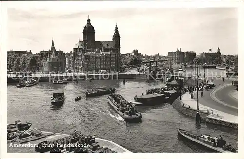 Amsterdam Niederlande Prins Hendrikkade Schiffe Kirche Kat. Amsterdam