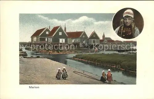 Marken Niederlande Teilansicht Maedchen Trachten Kat. Niederlande