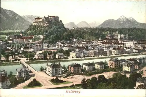 Salzburg Oesterreich Ansicht mit Festung Alpen Kat. Salzburg