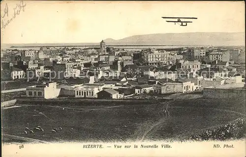 Bizerte Vue sur la Nouvelle Ville avion Doppeldecker Kat. Tunesien