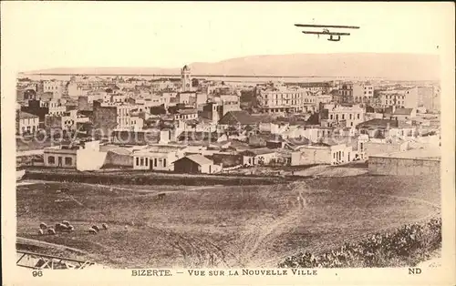 Bizerte Vue sur la Nouvelle Ville avion Doppeldecker Kat. Tunesien