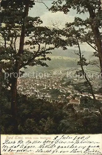 Bad Ems Panorama Blick vom Malberg Kat. Bad Ems