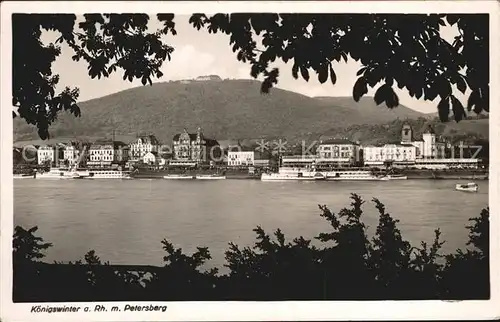Koenigswinter Uferpartie am Rhein mit Blick zum Petersberg Kurhotel Kat. Koenigswinter