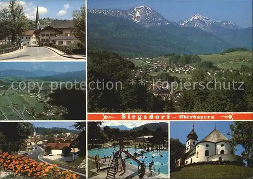 Siegsdorf Oberbayern Traunbruecke Fliegeraufnahme Ortsansicht Hochfelln Schwimmbad Maria Eck Kat. Siegsdorf