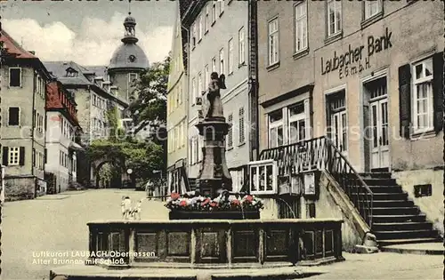 Laubach Hessen Alter Brunnen mit Schloss Kat. Laubach Vogelsberg