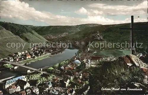 Cochem Mosel Panorama Blick vom Pinnerkreuz Kat. Cochem