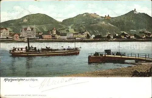 Koenigswinter Rhein Faehre Anleger Drachenfels Ruine Kat. Koenigswinter
