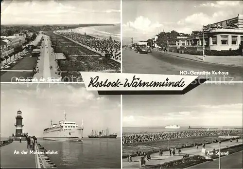 Warnemuende Ostseebad Kurhaus Strand Mole mit Leuchtturm Kat. Rostock