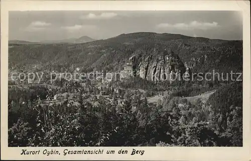 Oybin Fliegeraufnahme mit Berg Kat. Kurort Oybin